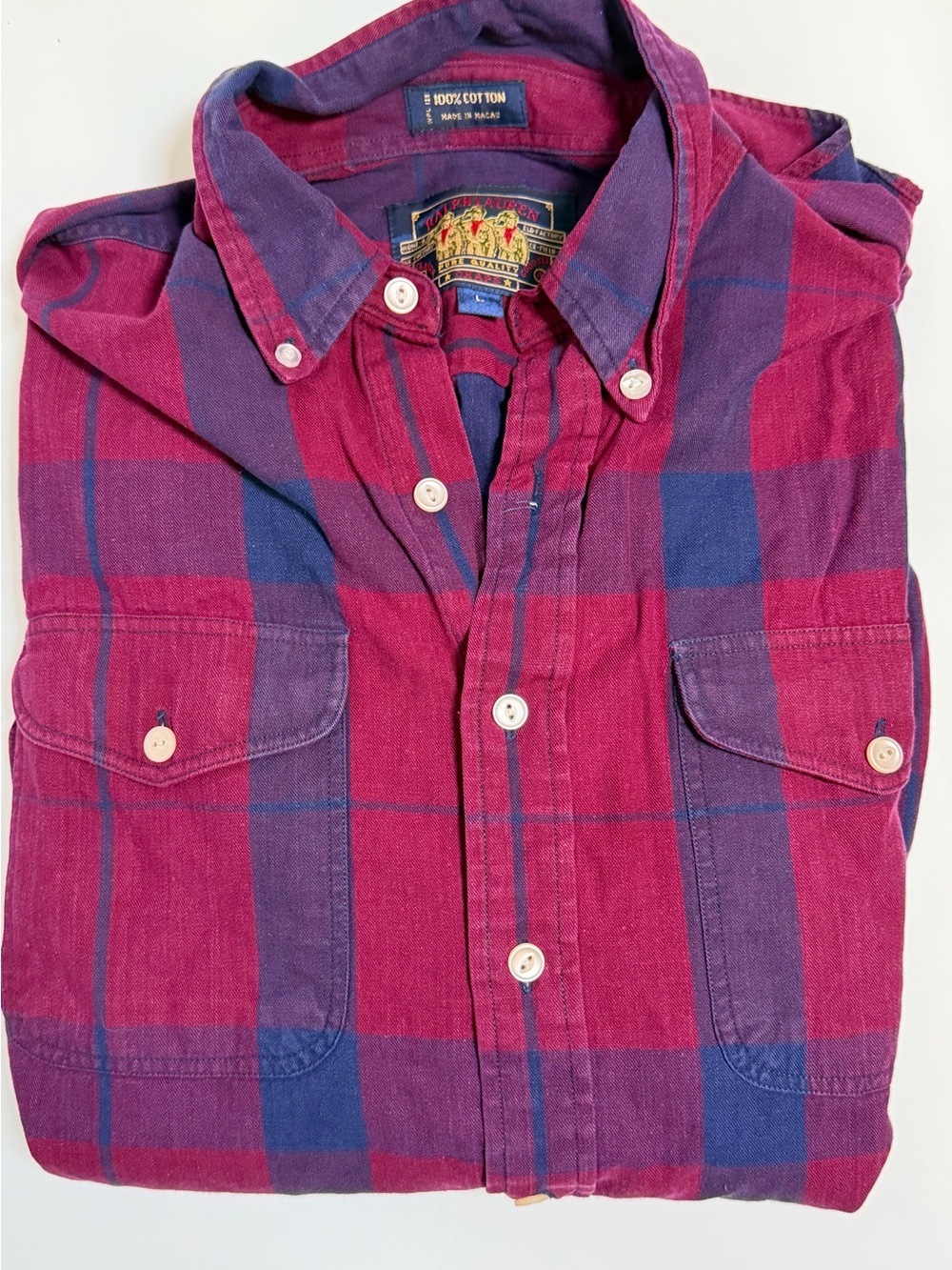 Polo by Ralph Lauren Magenta & Purple Plaid Button-Down Shirt